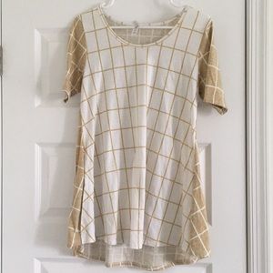 LuLaRoe Gold and White Striped Perfect T